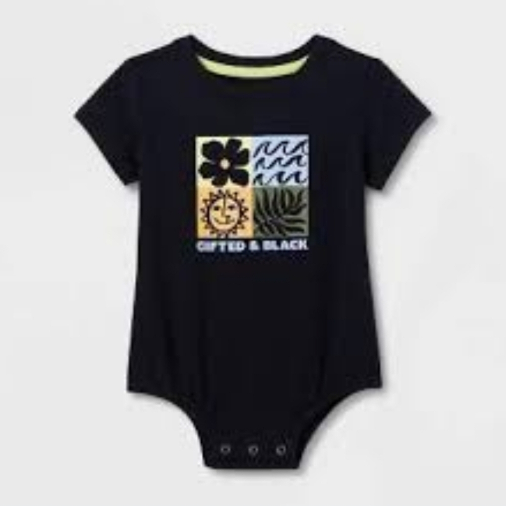 NWT/ Black History Month Baby Short Sleeve Bodysuit - Black